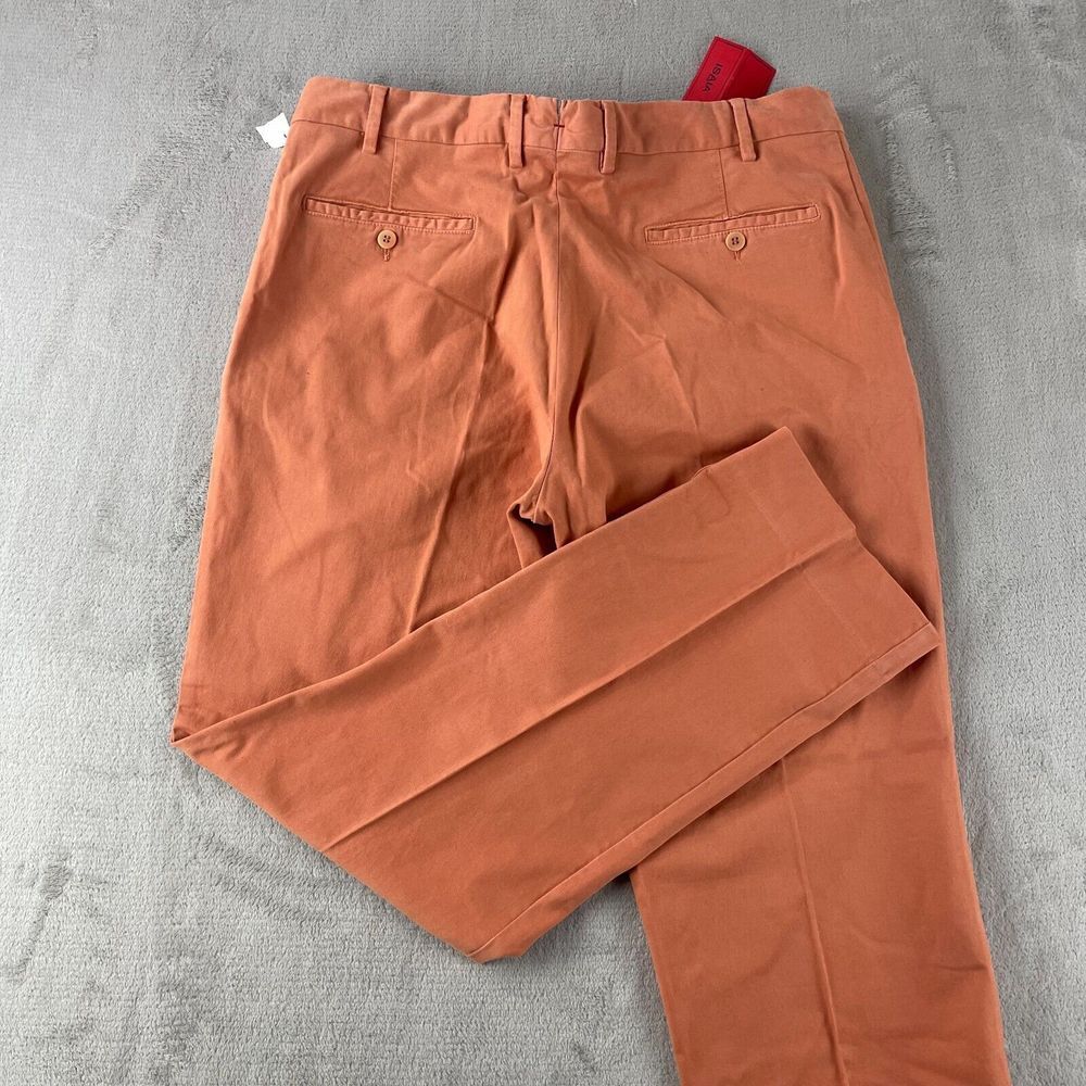ISAIA Napoli Tinto Capo Trouser Pants Men 52R IT US‎ 34x31 Orange Twill NWT $690